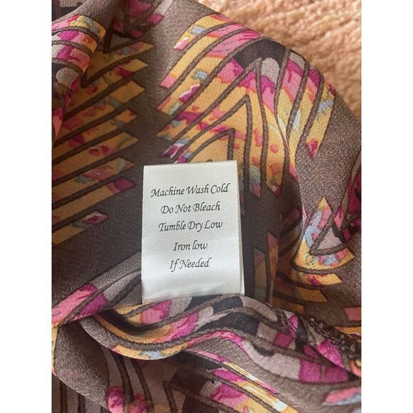 Blu Pepper Sheer Boho Blouse Top S Multicolor Chevron Long Sleeve Lightweight - Picture 7 of 8